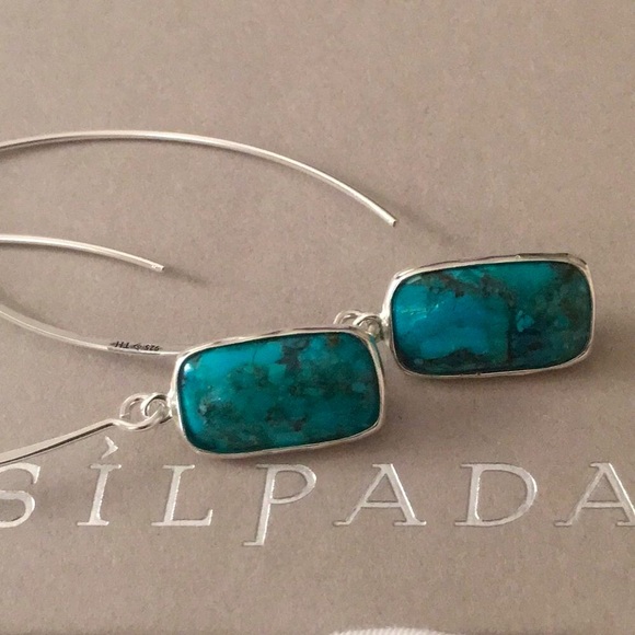 SILPADA OASIS Sterling Silver 925 Turquoise Drop Earrings NIB HTF - Picture 3 of 14